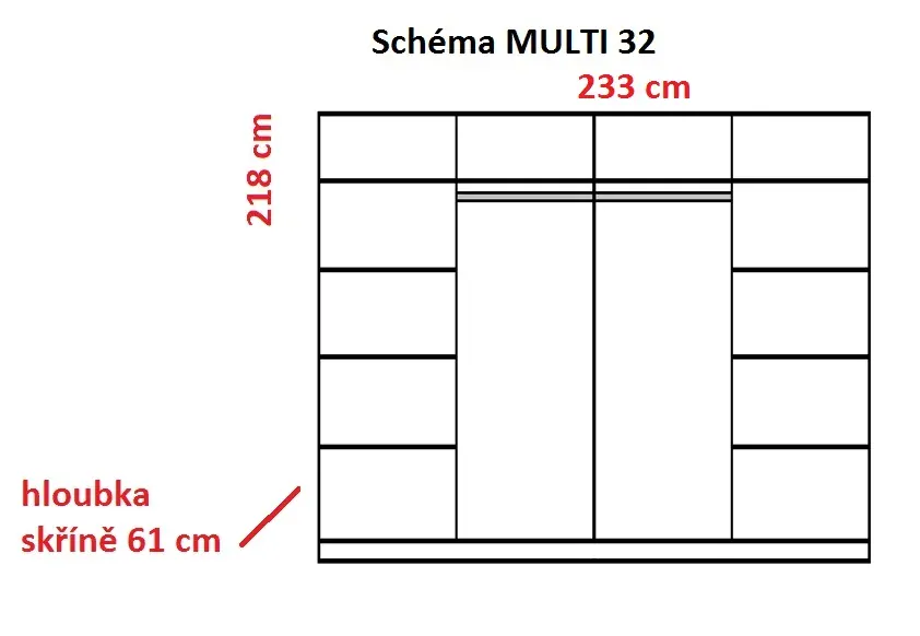 Šatní a policová skříň 233
