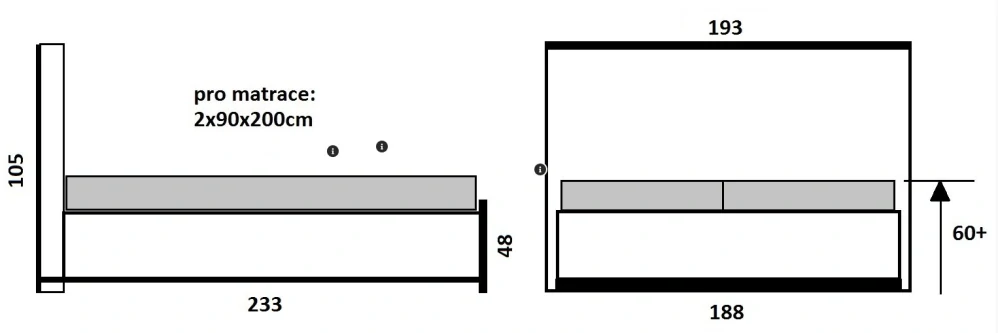 Celočalouněné lůžko