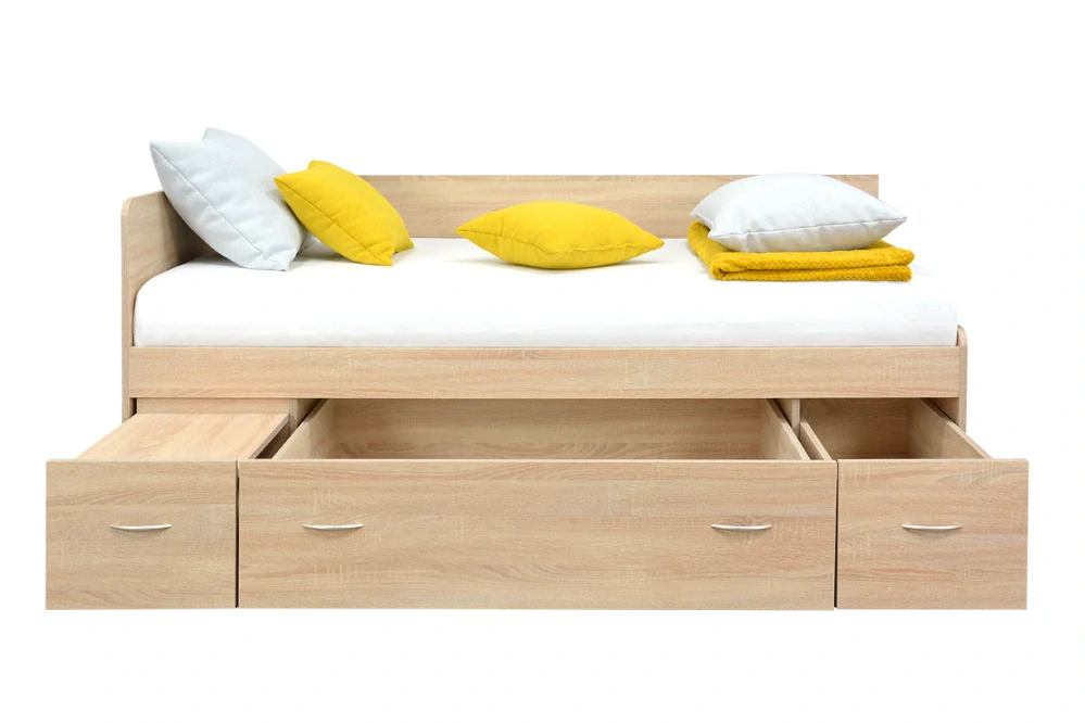 Lůžko se zasouvacím úlož.prostorem a nočním stolkem