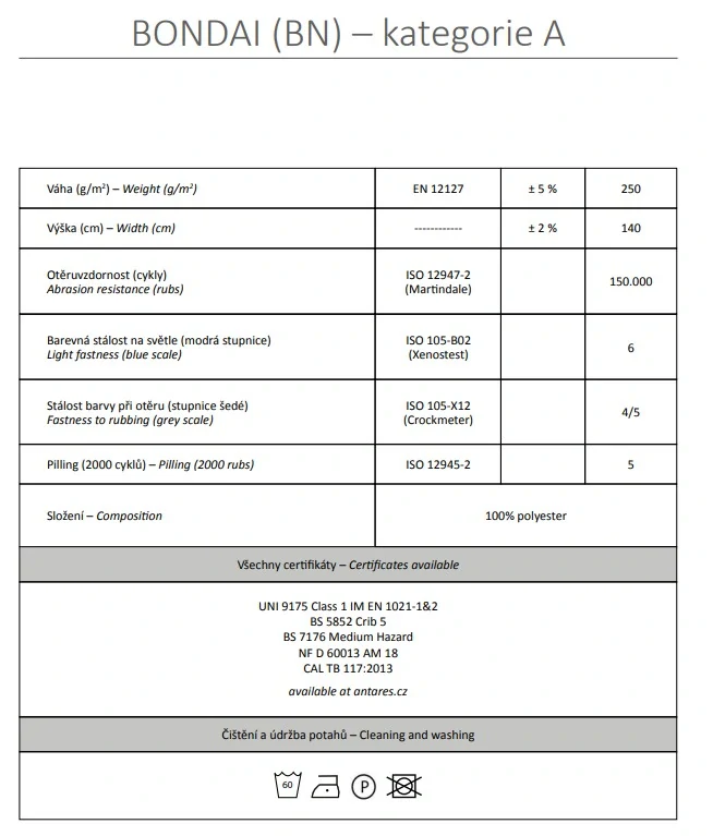 TENORE 102, potahy BONDAI