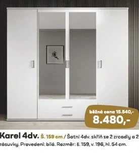 Šatní skříń 4 dveřová