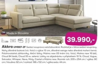 Sedací, rohová, rozkládací  souprava AKKRA UMBEF-2F