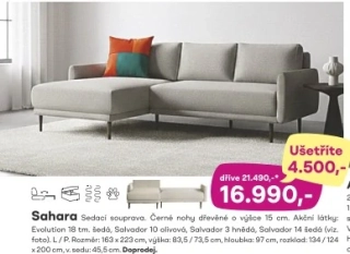 Rohová, rozkládací  sedací souprava SAHARA, doprodej