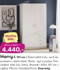 Šatní skříň HARRY 2 dv.