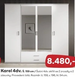 6 - Skříň Karel 4 dveřová š = 159 cm