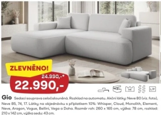 7 - GIO - Celočalouněná rozkládací sedací souprava