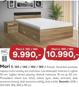 7 - MARI - lůžko š =120/ 140 / 160 /180 cm