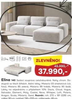 8 - ELINA 140 celočalouněná, rozkládací sedací souprava