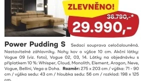 8 - POWER PUDDING S Celočalouněná sedací souprava , nastavitelné záhlavníky
