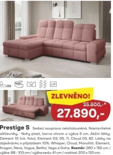 8 -  PRESTIGE - celočalouněná rozkládací sedací souprava